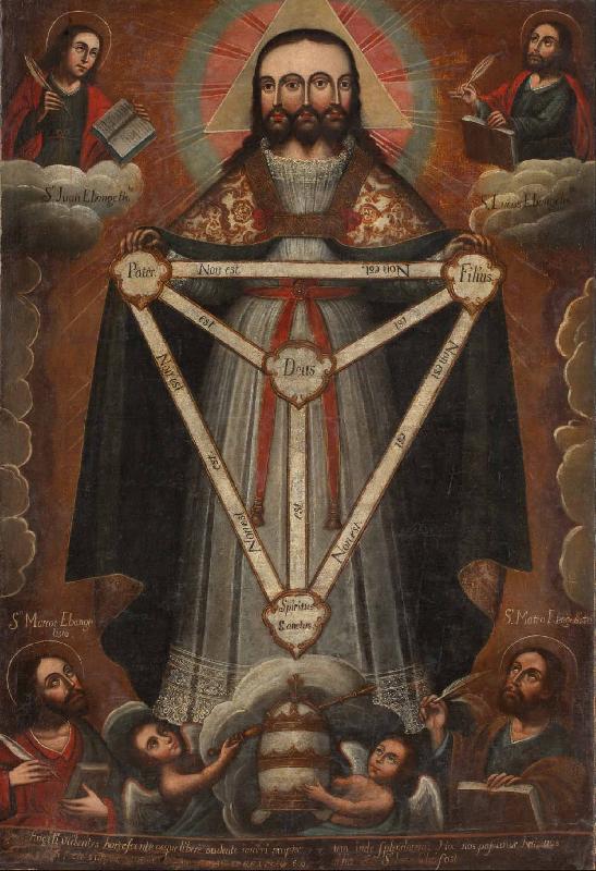 Cuzco School Trifacial Trinity oil painting image